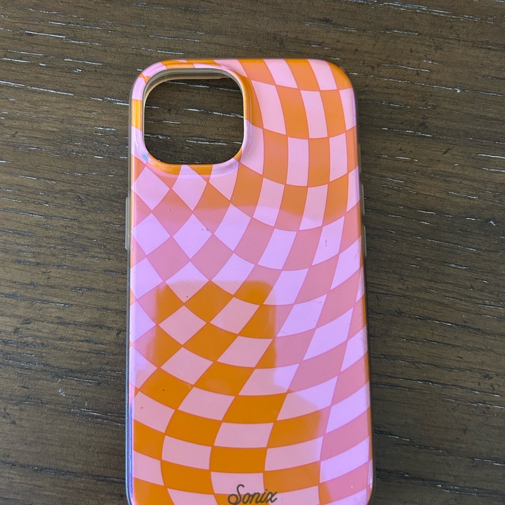 Sonix Vibrant Orange and Pink Checkerboard iPhone 14 Case